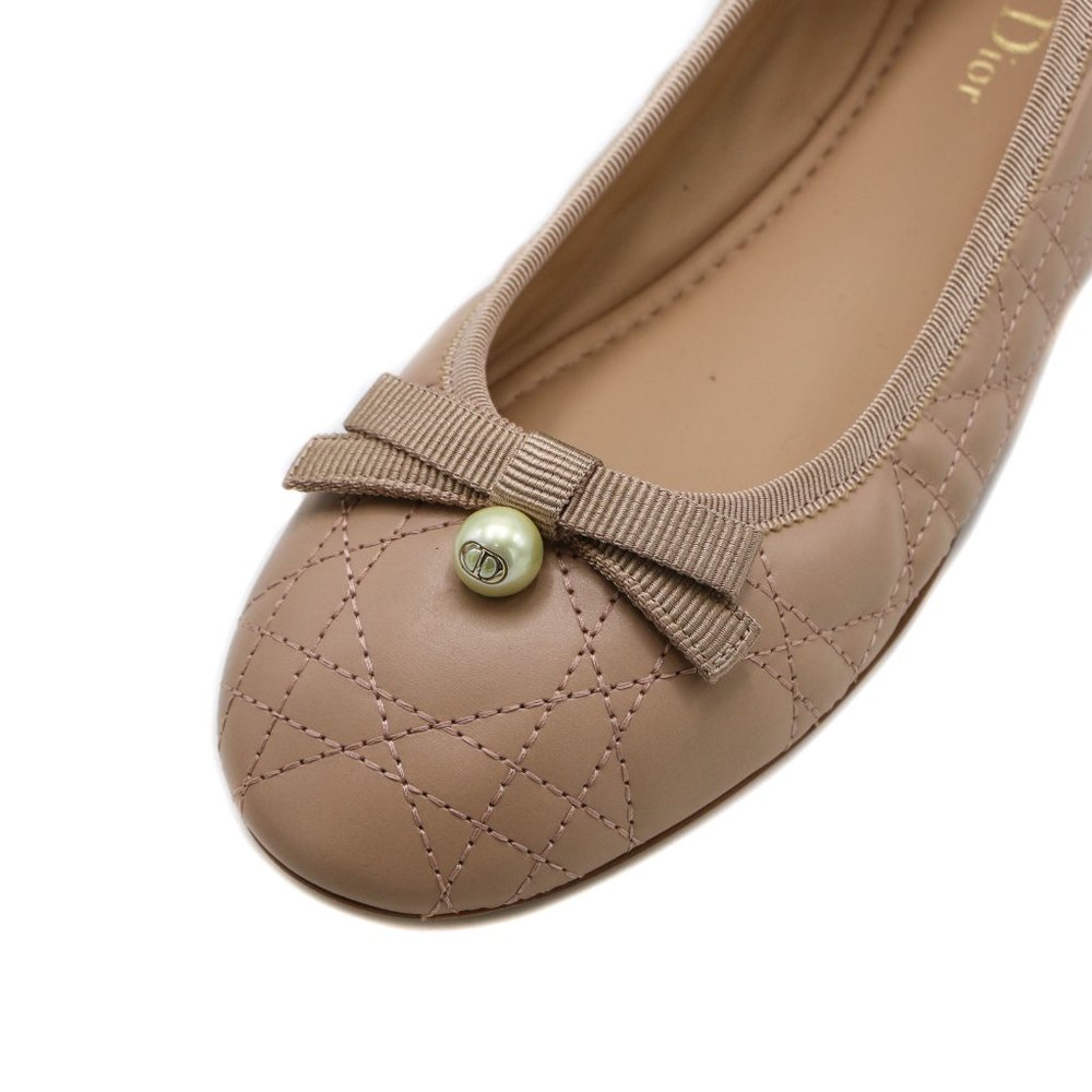 13103 - Christian Dior Ballet Flat Nude Quilted Cannage Calfskin Size 38 - Picture 5 of 7